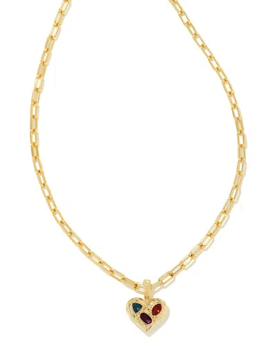 Kendra Scott Penny Heart 14k Plated Mixed Stones Pendant Necklace In Gold