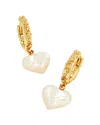 Kendra Scott Penny Heart 14k Plated Mother Of Pearl Huggie Earring In Gold