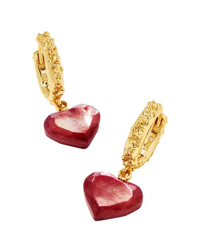 Kendra Scott Penny Heart 14k Plated Mother Of Pearl Huggie Earring In Gold