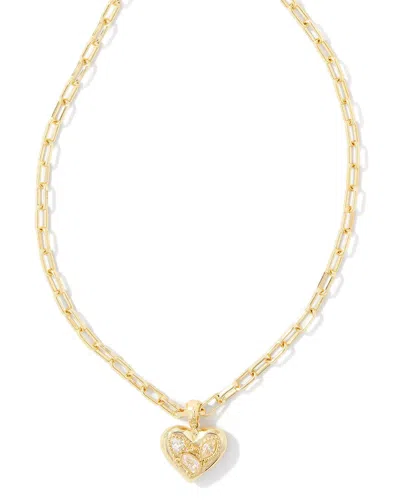 Kendra Scott Penny Heart 14k Plated Nano Gem Pendant Necklace In Gold