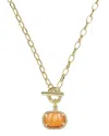 Kendra Scott Pumpkin 14k Plated Mother Of Pearl Link And Chain Necklace In Gold