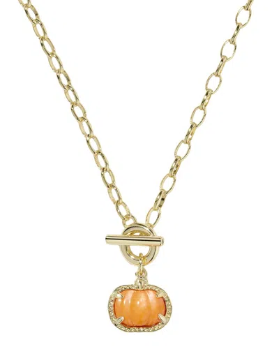 Kendra Scott Pumpkin 14k Plated Mother Of Pearl Link And Chain Necklace In Gold