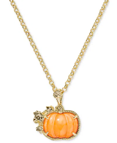 Kendra Scott Pumpkin Mother Of Pearl 14k Gold Over Brass Long Pendant Necklace