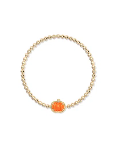 Kendra Scott Pumpkin Stretch Bracelet In Orange Mother-of-pearl In Multi