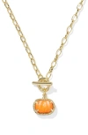 Kendra Scott Mother Of Pearl Pumpkin Link And Chain In 14k Gold Over Brass Necklace In Gold