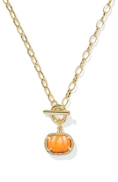 Kendra Scott Pumpking Pendant Toggle Necklace In Gold