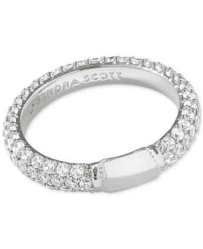 Kendra Scott Rhodium-plated Nano Gem Band Ring In Rhod White