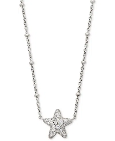 Kendra Scott Rhodium-plated Pave Star 19" Pendant Necklace In Rhod White