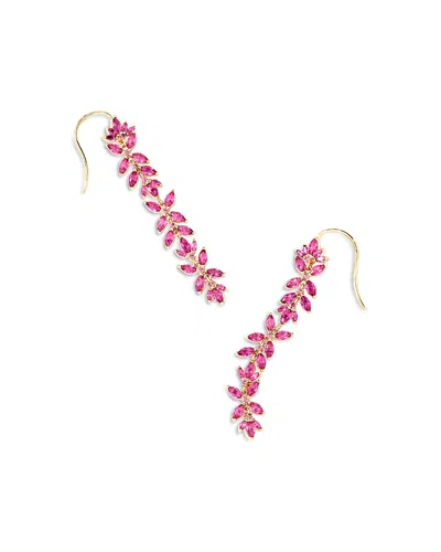 Kendra Scott Rosalie 14k Gold Plated Mixed Cut Stone Linear Drop Earrings In Gold/pink