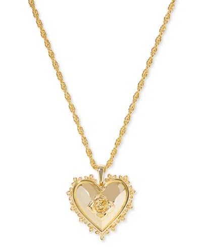 Kendra Scott Rose Heart Locket Pendant Necklace, 16" + 3" Extender In Gold