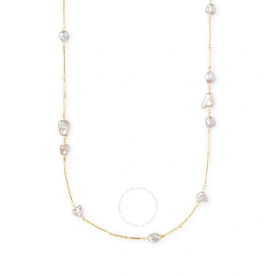 Kendra Scott Sabrina 14k Yellow Gold Plated Brass And Baroque Pearl Necklace 4217703473 In Gold-tone