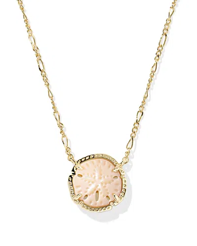 Kendra Scott Sand Dollar Natural Mother Of Pearl Short Pendant Necklace, 17.4-20.4 In Gold