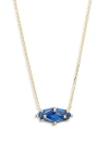 Kendra Scott Short Lindy Rae Pendant Necklace In Gold Blue Crystal