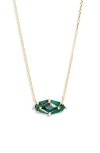 Kendra Scott Short Lindy Rae Pendant Necklace In Gold Green Crystal