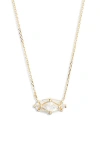 Kendra Scott Short Lindy Rae Pendant Necklace In Gold White Crystal
