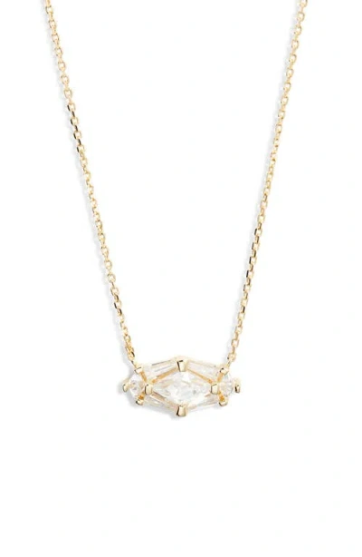 Kendra Scott Short Lindy Rae Pendant Necklace In Gold White Crystal