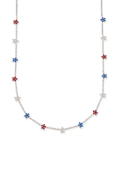 Kendra Scott Sierra Star Crystal Strand Necklace Red White Blue Mix In Silver