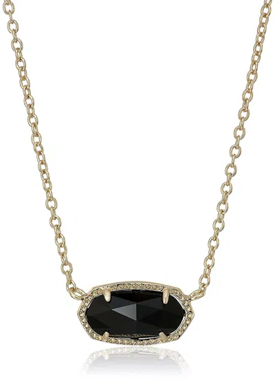 Kendra Scott Signature Elisa Gold Plated Black Glass Pendant Necklace -