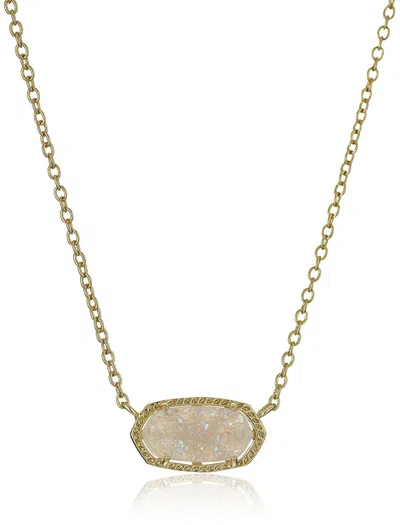 Kendra Scott Signature Elisa Gold Plated Iridescent Druzy Pendant Necklace - In Gray