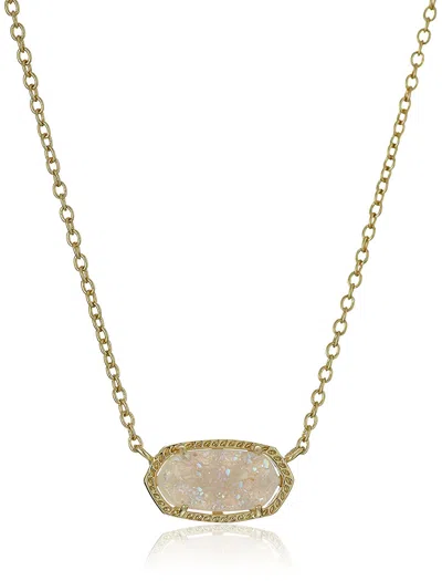Kendra Scott Signature Elisa Gold Plated Iridescent Druzy Pendant Necklace - In Silver