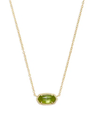Kendra Scott Signature Elisa Necklace, 15 In Gold/peridot Illusion