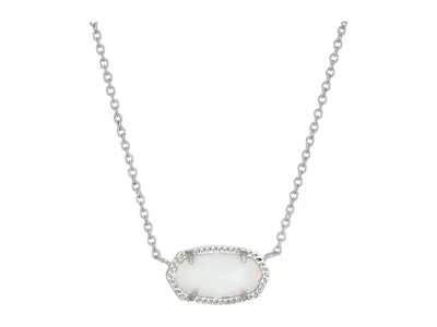 Kendra Scott Signature Elisa Rhodium Plated And White Kyocera Opal Pendant Necklace -