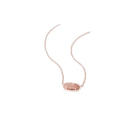 Kendra Scott Signature Elisa Rose Gold Plated Rose Gold Drusy Pendant Necklace - In Black