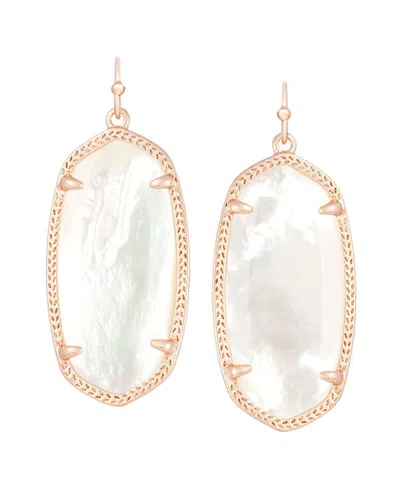 Kendra Scott Signature Elle Rose Gold Plated And Ivory Mother Of Pearl Earrings - In Silver