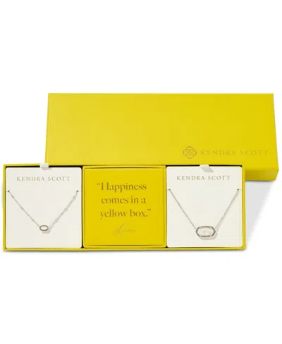 Kendra Scott 2-pc. Set Mother Of Pearl & Pave Large & Small Mini Elisa Pendant Necklaces In Silver,ivory Mother Of Pearl