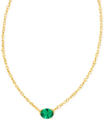 Kendra Scott Single Stone 16" Adjustable Pendant Necklace In Green Crystal
