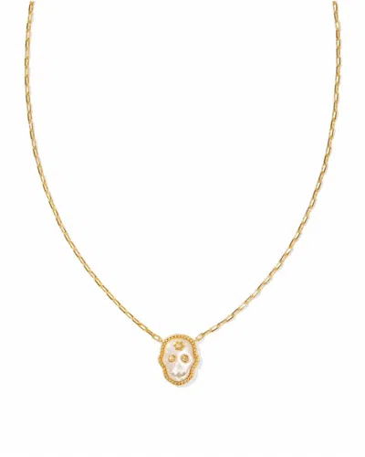 Kendra Scott Skeleton Gold Short Pendant Necklace - 16" Length In Ivory Mother Of Pearl