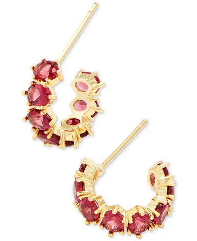 Kendra Scott Small Cubic Zirconia Huggie Hoop Earrings, 0.53" In Gold Red C