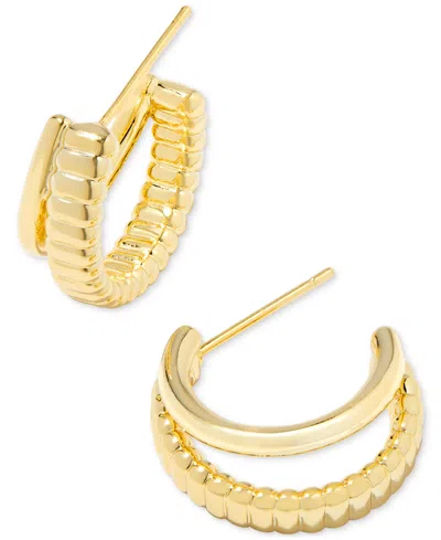 Kendra Scott Small Smooth & Textured Double-row Hoop Earrings, 0.72" In Gold Metal