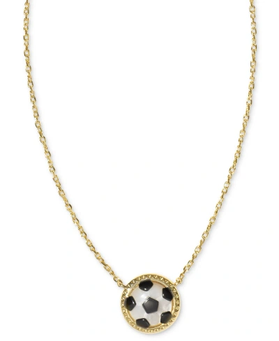 Kendra Scott Soccer Ball 19" Adjustable Pendant Necklace In Gold,med Brown