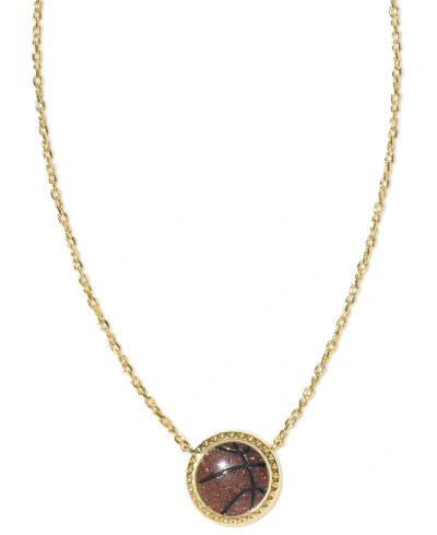 Kendra Scott Sports Ball 19" Adjustable Pendant Necklace In Gold,dark Orange
