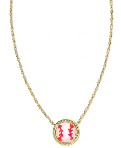 Kendra Scott Sports Ball 19" Adjustable Pendant Necklace In Gold,med Brown