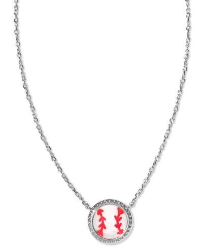 Kendra Scott Sports Ball 19" Adjustable Pendant Necklace In Silver,med Brown