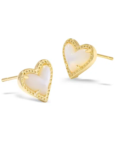 Kendra Scott Stone Heart Stud Earrings In Medium Brown