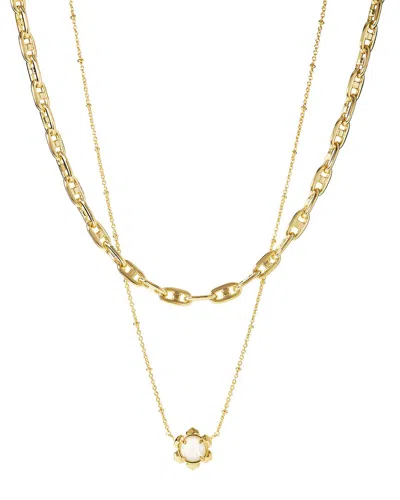 Kendra Scott Susie 14k Plated Lab-grown Lab Grown Opal Pendant Necklace Layering Set In Gold