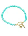 Kendra Scott Sylvia Teal Amazonite Stretch Bracelet In Gold