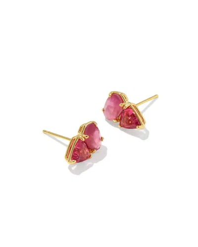 Kendra Scott Tatum Stud Earrings In Gold Pink Mix In Red