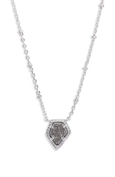 Kendra Scott Tess Station Chain Pendant Necklace In Silver/ Platinum Drusy