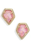 Kendra Scott Tessa Framed Stud Earrings In Gold/rose Pink Kyocera Opal