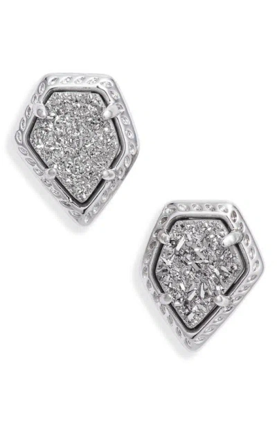 Kendra Scott Tessa Framed Stud Earrings In Silver/ Platinum Drusy