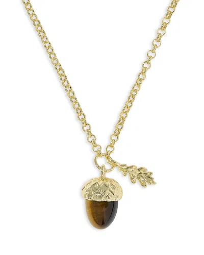 Kendra Scott Tiger's Eye Acorn Pendant Necklace, 16 In Gold