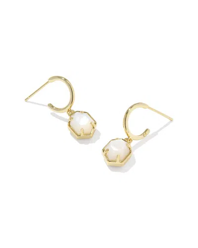 Kendra Scott Tomon 14k Plated Mother Of Pearl Huggie Earring In Gold