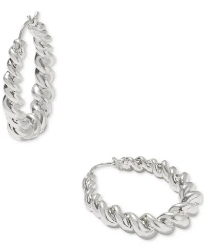 Kendra Scott Twisted Ribbon Oval Hoop Earrings In Rhod Metal
