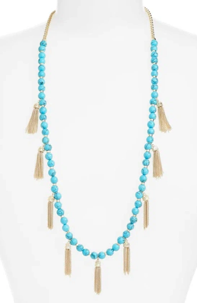 Kendra Scott Vanina Tassel Necklace In Turquoise Beads/ Gold