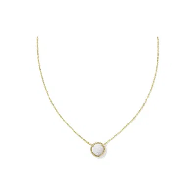 Kendra Scott Volleyball Short Pendant Necklace Gold White Mother Of Pearl