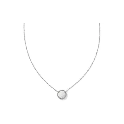 Kendra Scott Volleyball Short Pendant Necklace Silver White Mother Of Pearl